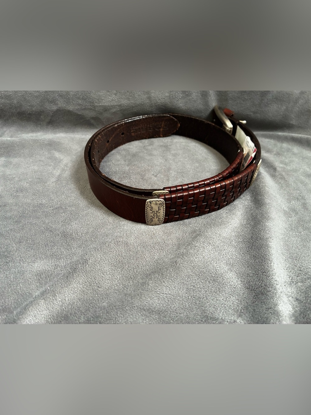 Women’s Fossil Brown Leather Belt with Silver Buckle - Picture 12 of 13